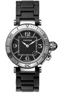 Cartier Pasha Battery Operated Quartz Black Ladies Watch W3140003 