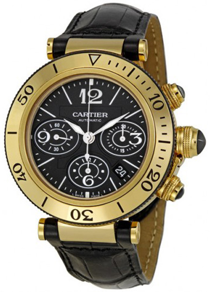 Cartier Pasha Self winding Automatic Black Mens Watch W3030017 