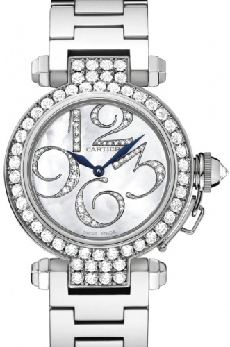 Cartier Pasha Battery Operated Quartz White Ladies Watch WJ12320G 