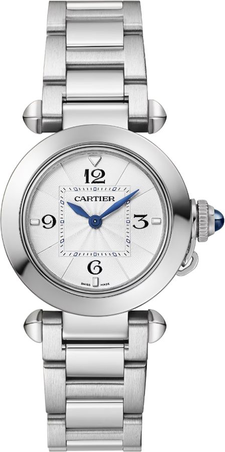 Cartier Pasha Battery Operated Quartz Silver Ladies Watch WSPA0021 