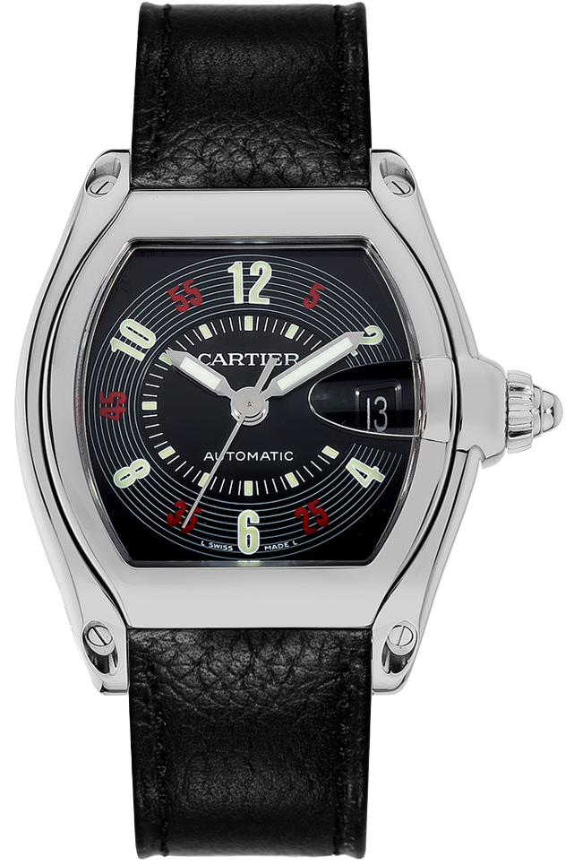 Cartier Roadster Self winding Automatic Black Mens Watch W62002V3-STRAP 