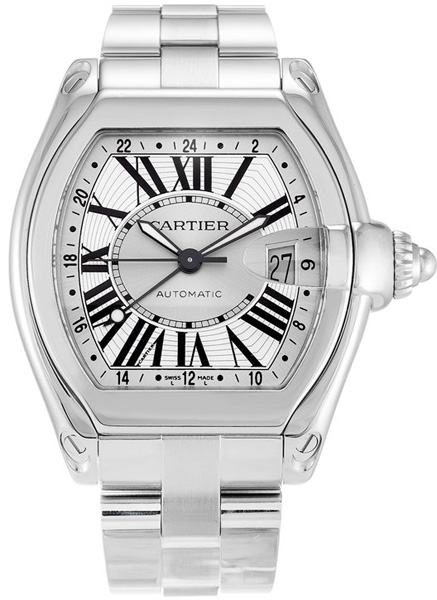 Cartier Roadster 
Self winding Automatic Silver Mens Watch W62032X6 