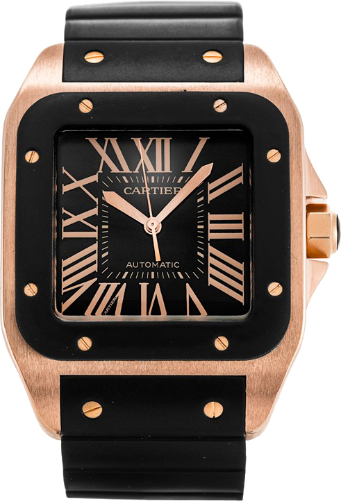 Cartier Santos De Cartier Self winding Automatic Black Mens Watch W20124U2 