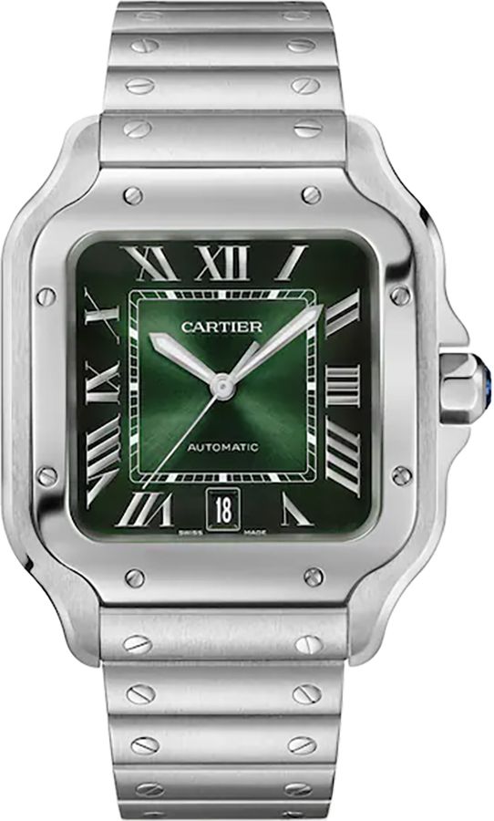 Cartier Santos De Cartier Self Winding Automatic Green Mens Watch WSSA0062 