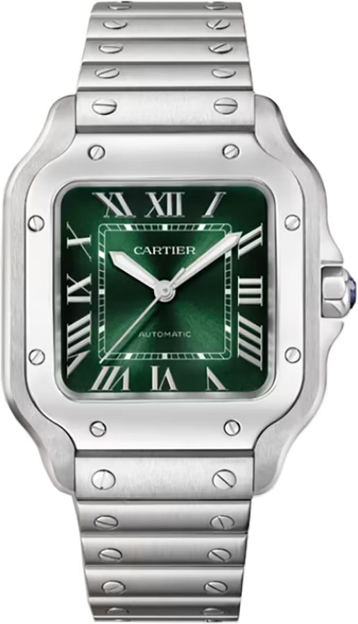 Cartier Santos De Cartier Self Winding Automatic Green Ladies Watch WSSA0061 