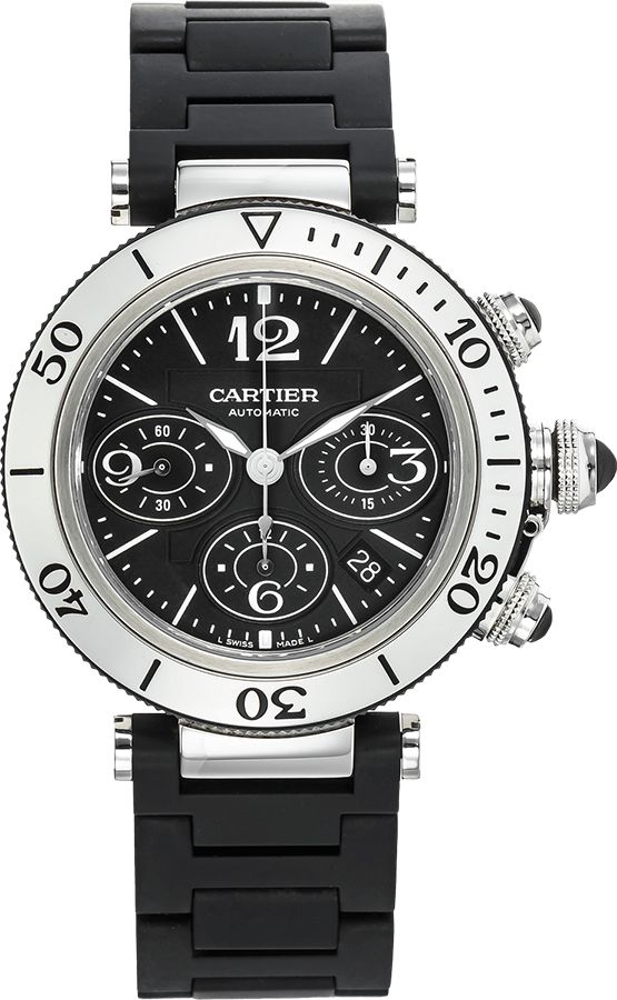 Cartier Pasha Self winding Automatic Black Mens Watch W31088U2 