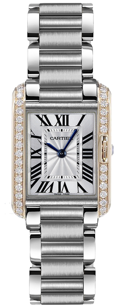 Cartier Tank Anglaise 
Battery Operated Quartz Silver Ladies Watch W3TA0002 