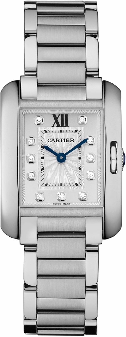 Cartier Tank Anglaise Battery Operated Quartz Silver Watch W4TA0004 