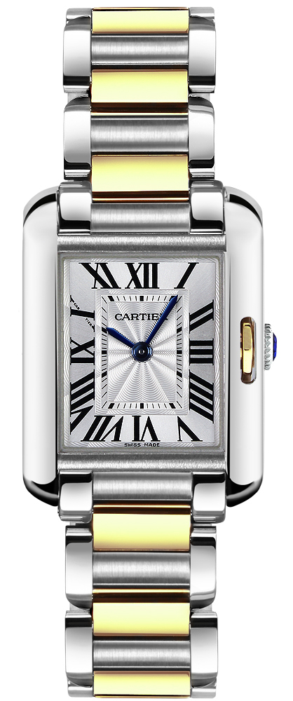 Cartier Tank Anglaise 
Battery Operated Quartz Silver Ladies Watch W5310046 