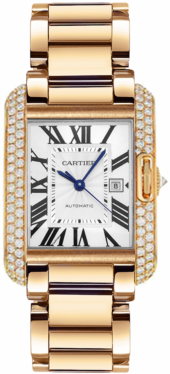 Cartier Tank Anglaise Self winding Automatic Silver Watch WT100004 