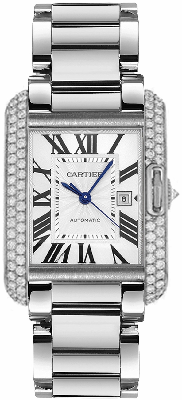 Cartier Tank Anglaise Self winding Automatic Silver Watch WT100009 