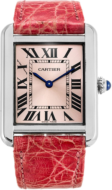 Cartier Tank Solo Battery Operated Quartz Pink Ladies Watch W5200000 