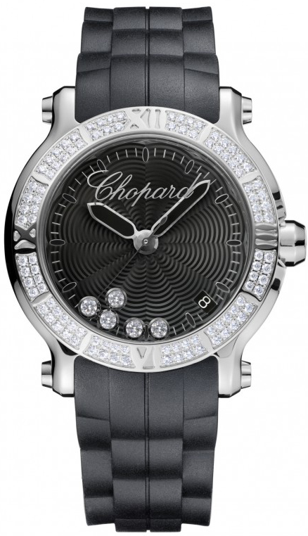 Chopard Happy Diamonds Battery Operated Quartz Black Ladies Watch 278551-3004 