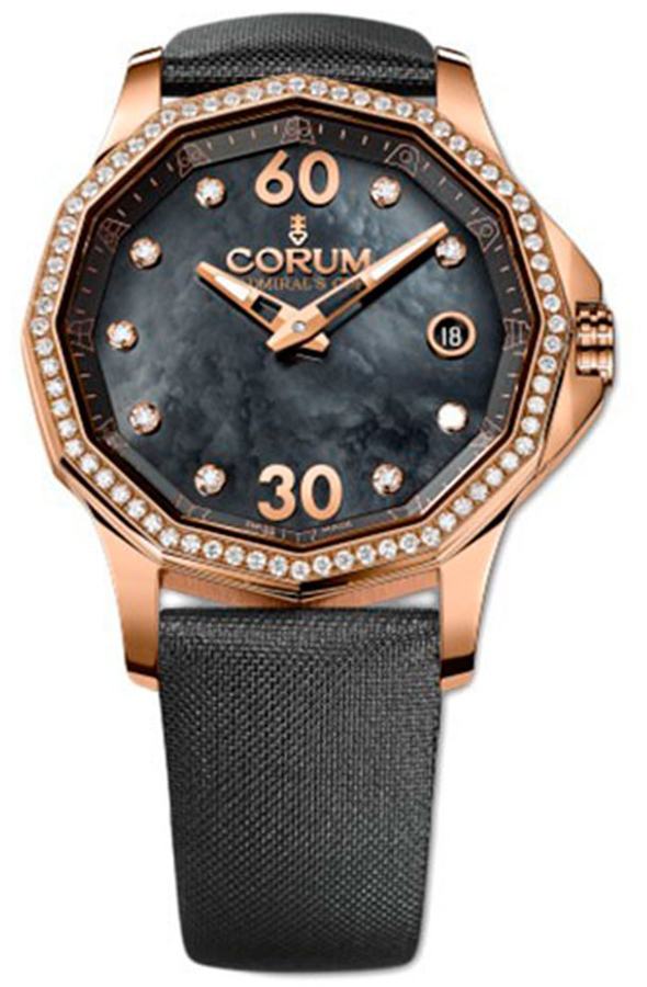 Corum Admiral Self winding Automatic Black Ladies Watch 08210185-0041-PN10 