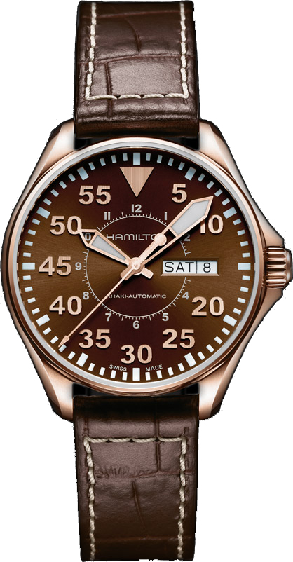 Hamilton Khaki Aviation Self winding Automatic Brown Mens Watch H64445595 