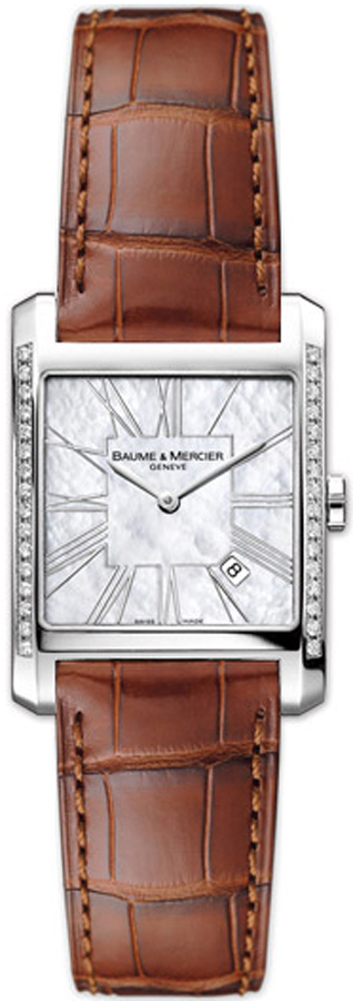 Baume & Mercier Hampton Square Battery Operated Quartz Pearl White Ladies Watch MOA8743-BRNCD 