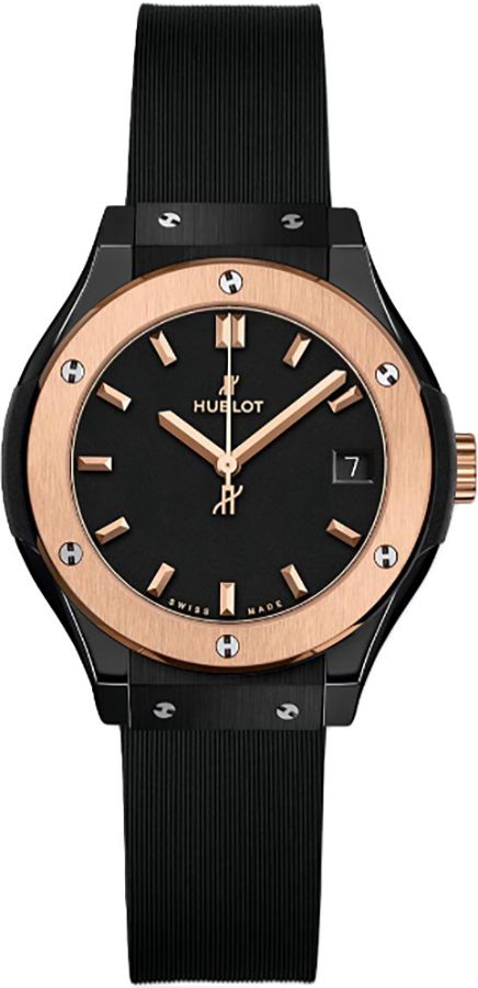 Hublot Classic Fusion Rose Gold Bezel Ceramic Women's Watch 581.CO.1181.RX 