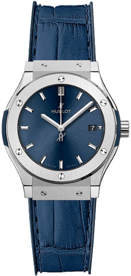 Hublot Classic Fusion Blue Titanium 33mm Women's Watch 581.NX.7170.LR 