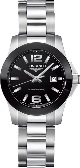 Longines Conquest Battery Operated Quartz Black Ladies Watch L32574566 