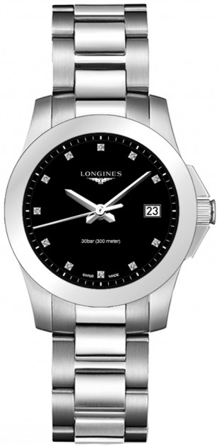 Longines Conquest Battery Operated Quartz Black Ladies Watch L33774576 