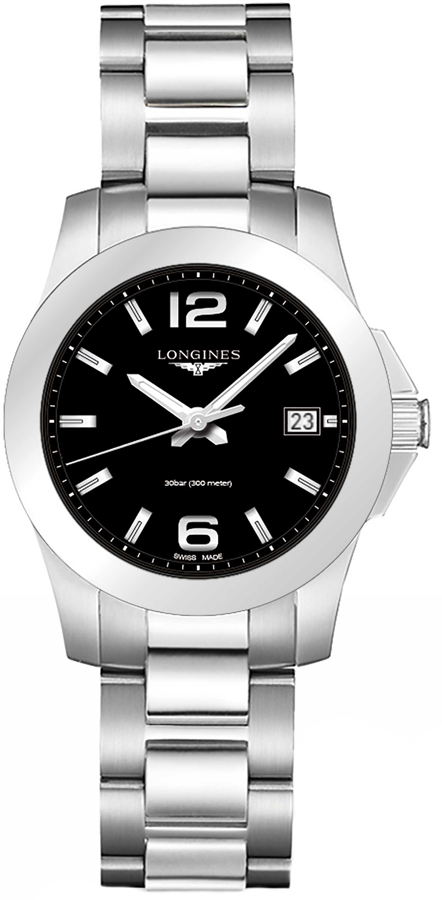 Longines Conquest Battery Operated Quartz Black Ladies Watch L33774586 