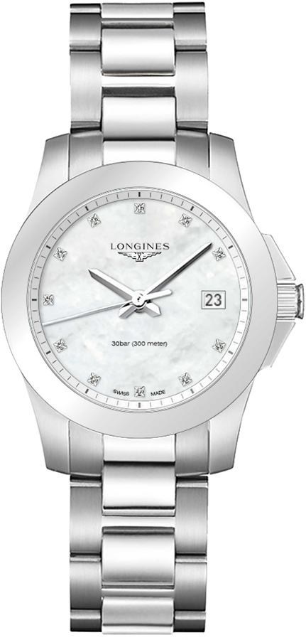 Longines Conquest Watches Ladies Pearl White Battery Operated Quartz L33774876 Watch 