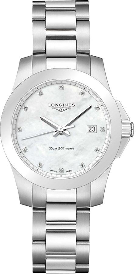 Longines Conquest Watches Ladies Pearl White Battery Operated Quartz L33784876 Watch 