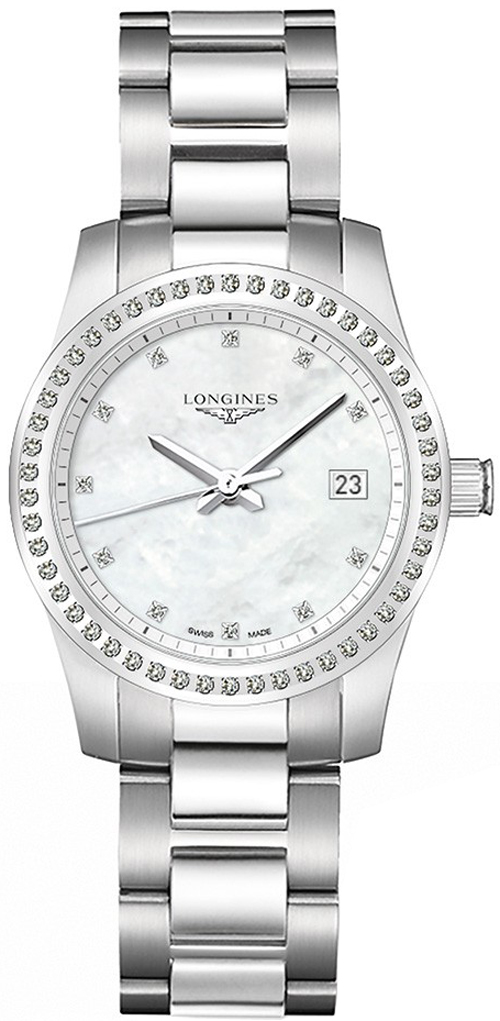 Longines Conquest Watches Mens Pearl White Battery Operated Quartz L34000876 Watch 