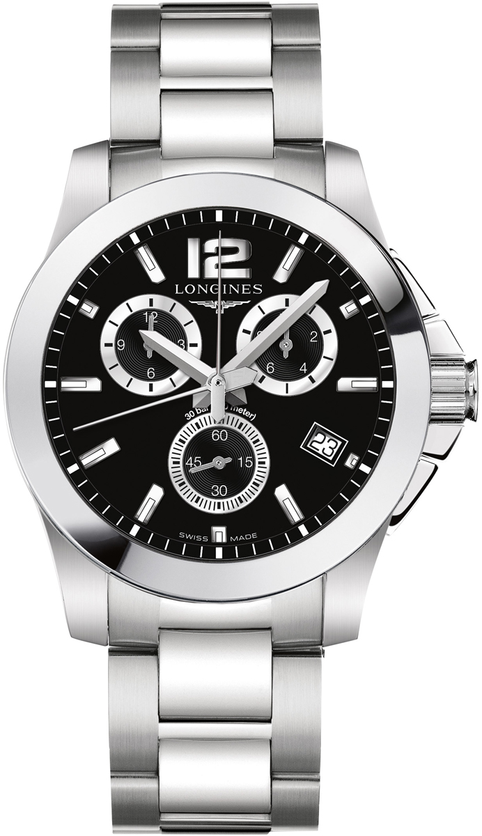 Longines Conquest Battery Operated Quartz Black Mens Watch L36604566 