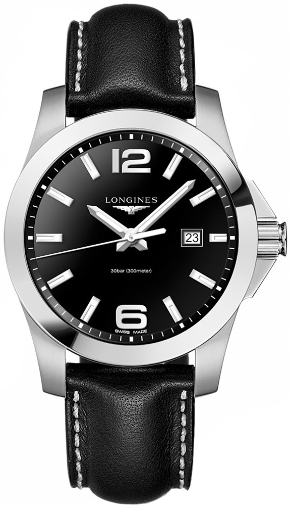 Longines Conquest Battery Operated Quartz Black Mens Watch L37604563 