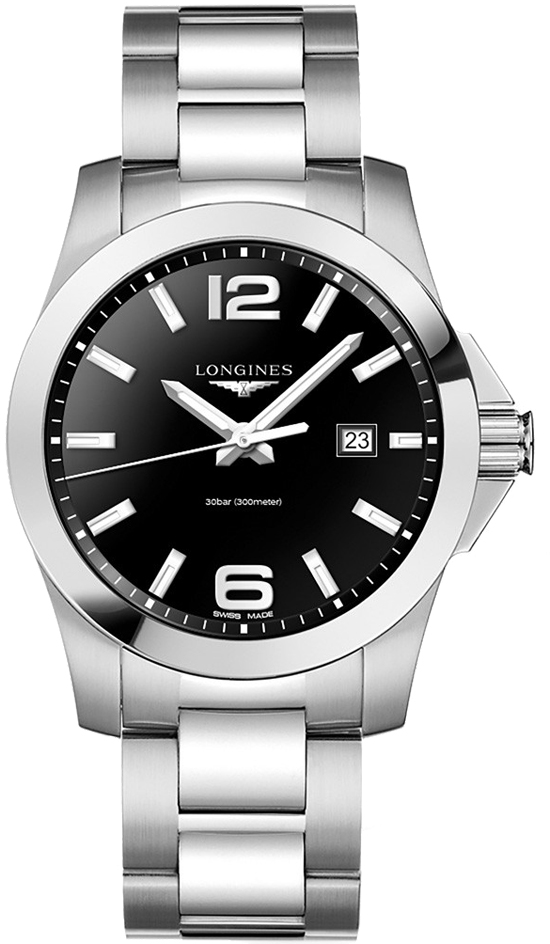 Longines Conquest Battery Operated Quartz Black Mens Watch L37604566 