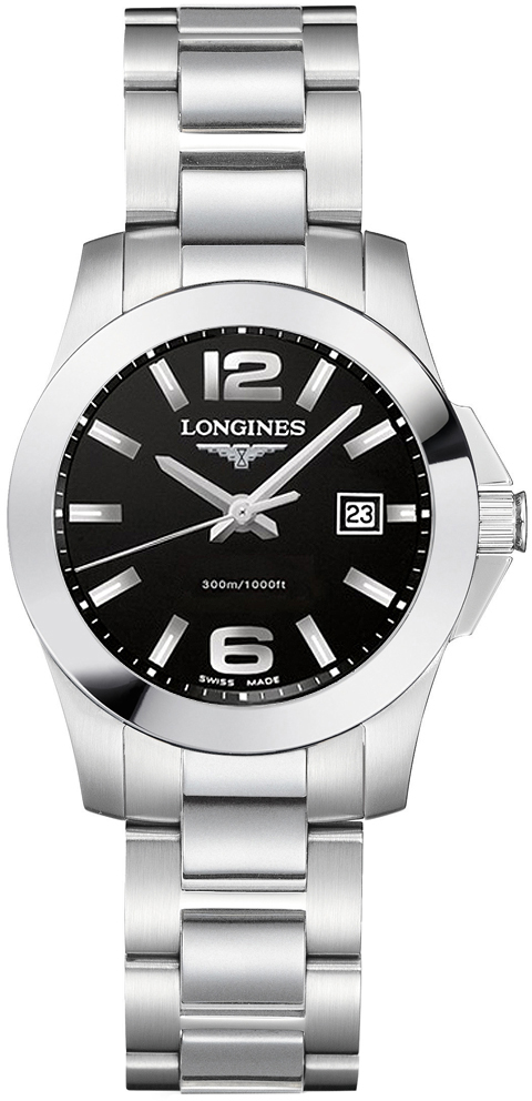 Longines Conquest Battery Operated Quartz Black Ladies Watch L32774566 
