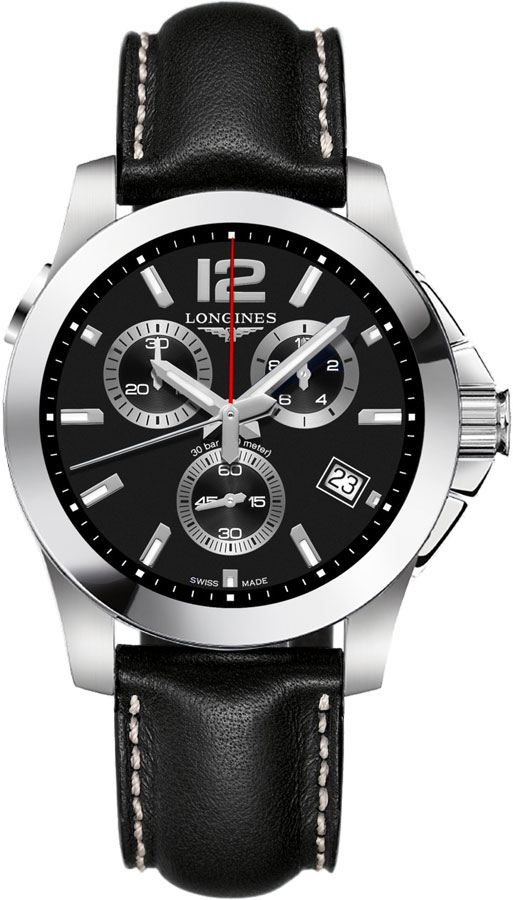 Longines Conquest Battery Operated Quartz Black Mens Watch L37024563 