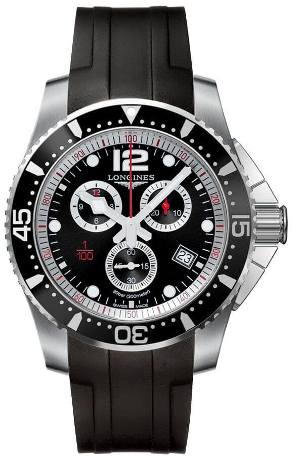 Longines HydroConquest Battery Operated Quartz Black Mens Watch L38434562 