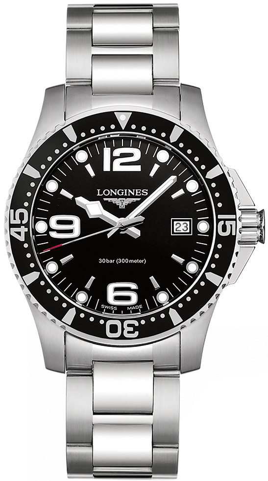 Longines HydroConquest Battery Operated Quartz Black Mens Watch L37404566 
