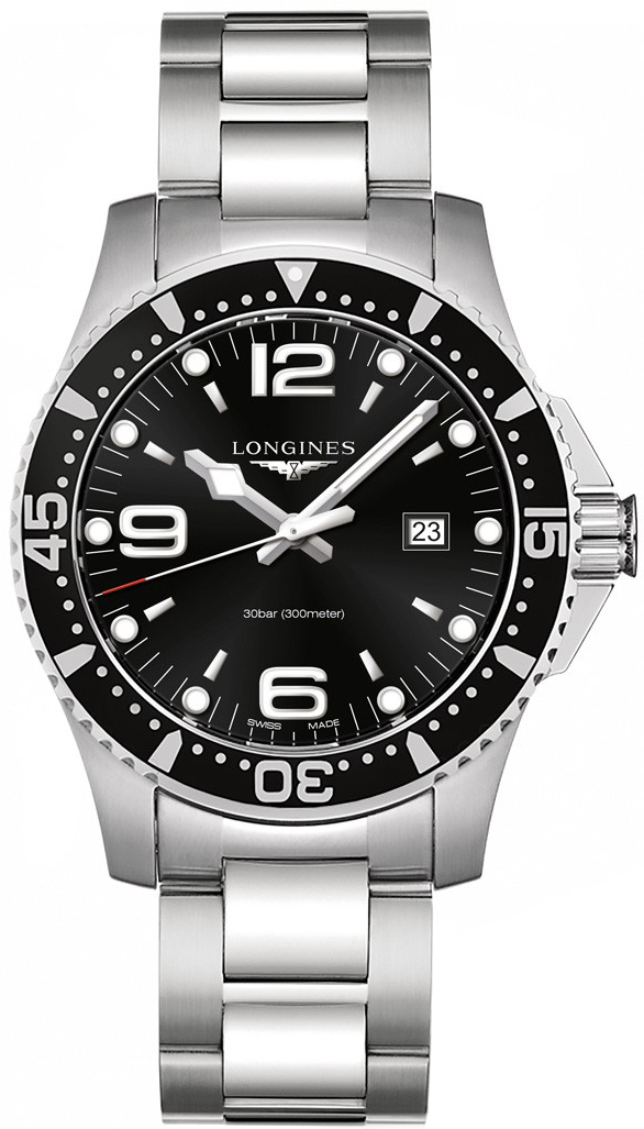 Longines HydroConquest Battery Operated Quartz Black Mens Watch L38404566 