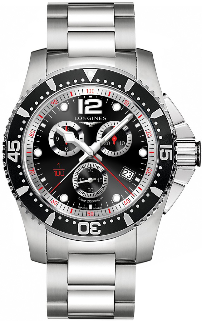 Longines HydroConquest Battery Operated Quartz Black Mens Watch L38434566 