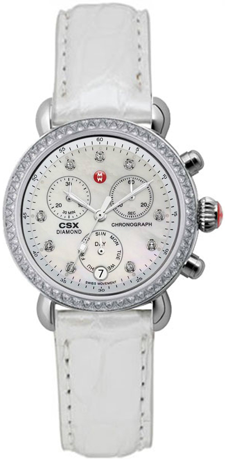 Michele CSX Battery Operated Quartz Pearl White Watch MWW03M000116 