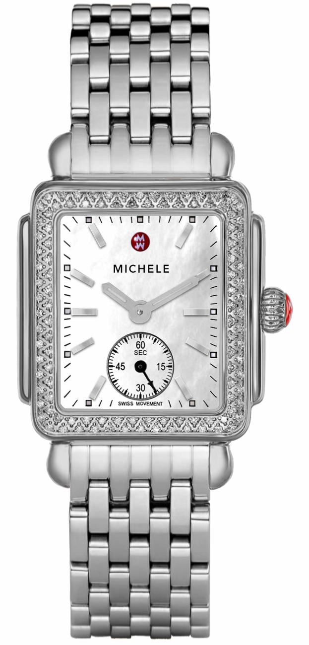 Michele Deco Collection Battery Operated Quartz Pearl White Ladies Watch MWW06V000001 