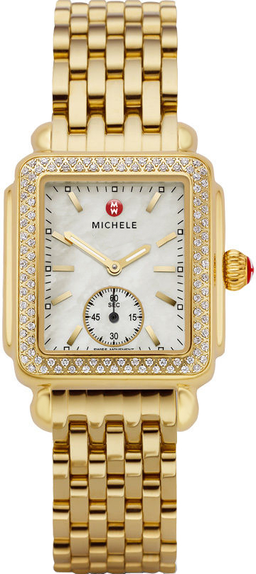 Michele Deco Collection Battery Operated Quartz Pearl White Ladies Watch MWW06V000003 