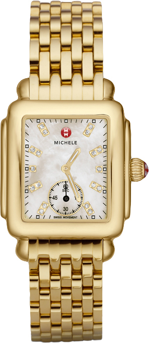 Michele Deco Collection Battery Operated Quartz Pearl White Ladies Watch MWW06V000004 