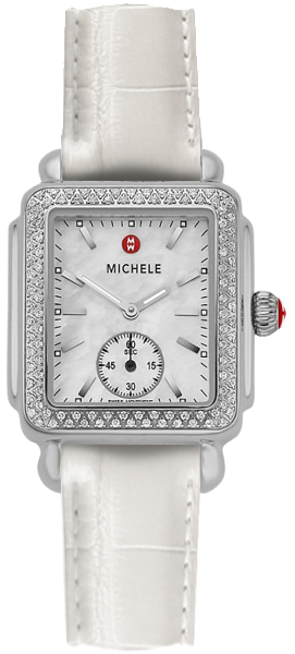 Michele Deco Collection Battery Operated Quartz Pearl White Ladies Watch MWW06V000006 