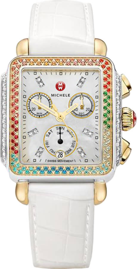 Michele Deco Collection Battery Operated Quartz Pearl White Ladies Watch MWW06P000297 