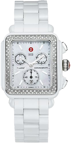 Michele Deco Collection Battery Operated Quartz Pearl White Ladies Watch MWW06F000002 