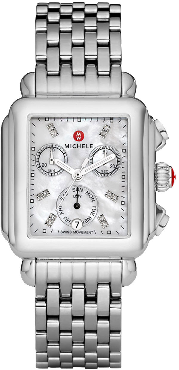 Michele Deco Collection Battery Operated Quartz Pearl White Ladies Watch MWW06P000014 