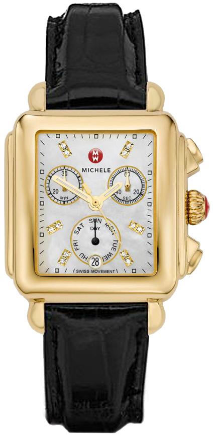 Michele Deco Collection Battery Operated Quartz Pearl White Ladies Watch MWW06P000038 