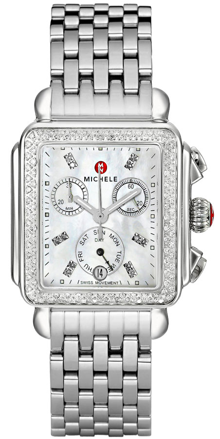 Michele Deco Collection Battery Operated Quartz Pearl White Ladies Watch MWW06P000099 