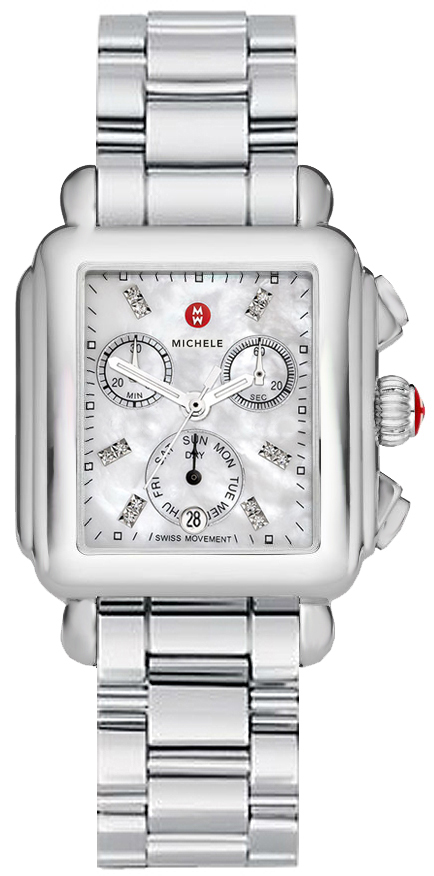 Michele Deco Collection Battery Operated Quartz Pearl White Ladies Watch MWW06P000101 