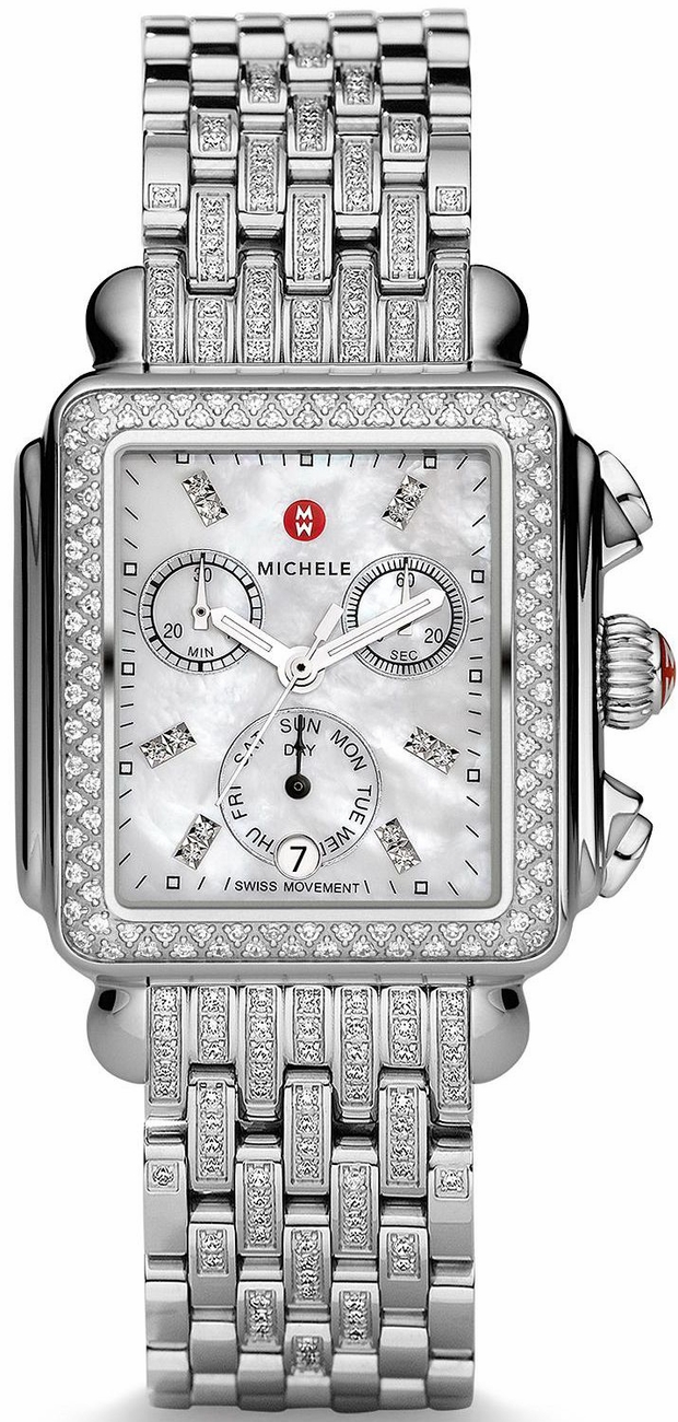 Michele Deco Collection Battery Operated Quartz Pearl White Ladies Watch MWW06P000116 