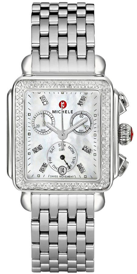Michele Deco Collection Battery Operated Quartz Pearl White Ladies Watch MWW06P000099-SD 